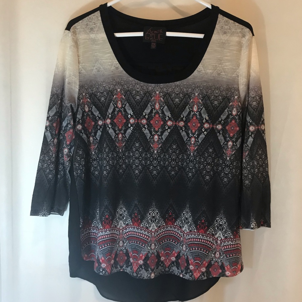 French Blue red and black top, PM